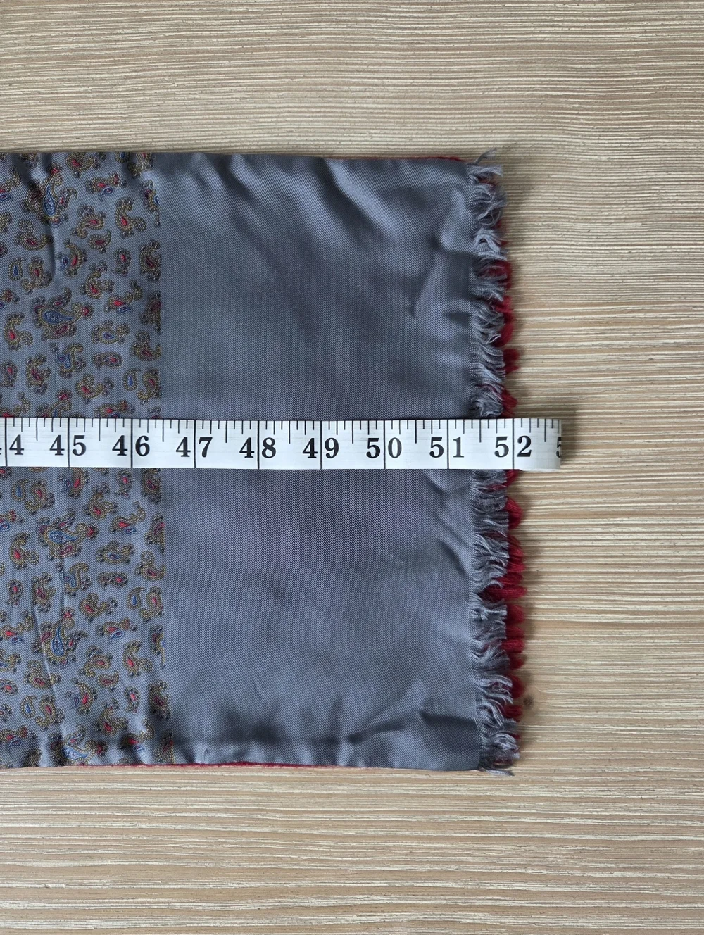 Vintage Christian Dior Mens Grey Red Reversible Silk Wool Paisley Scarf